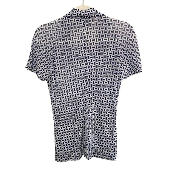 Max Mara Made in Italy Geometric Print Semi-Sheer Polo Shirt Size Small 726G - Picture 3 of 8